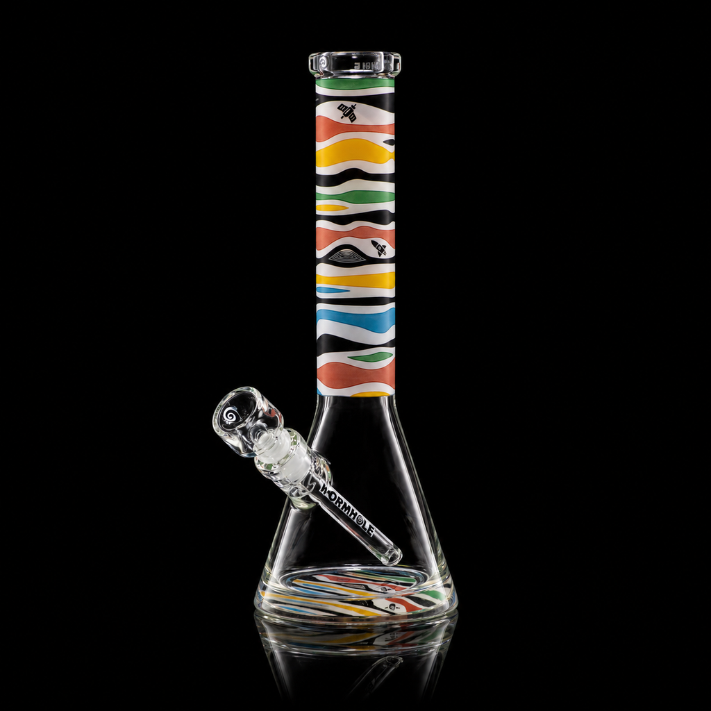 Wormhole Glass Retro Saturn 14″ 9mm Clear Beaker Bong