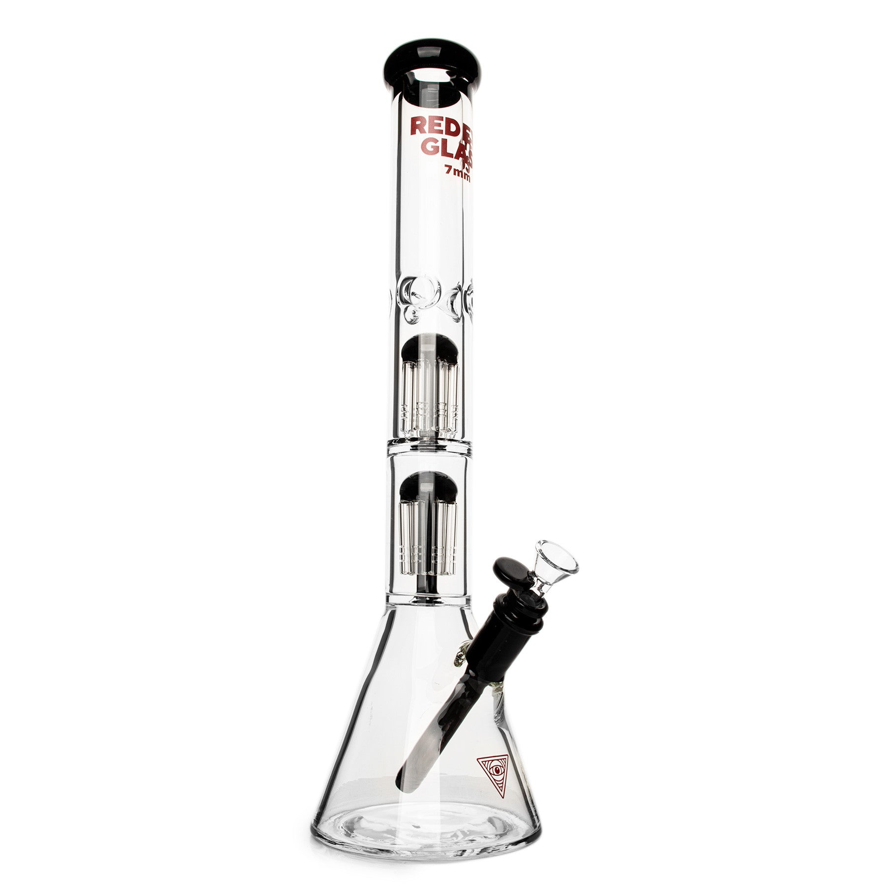 Pipe à eau RED EYE GLASS® 18" 7 mm d'épaisseur en bois sauvage à triple chambre et base bécher 
