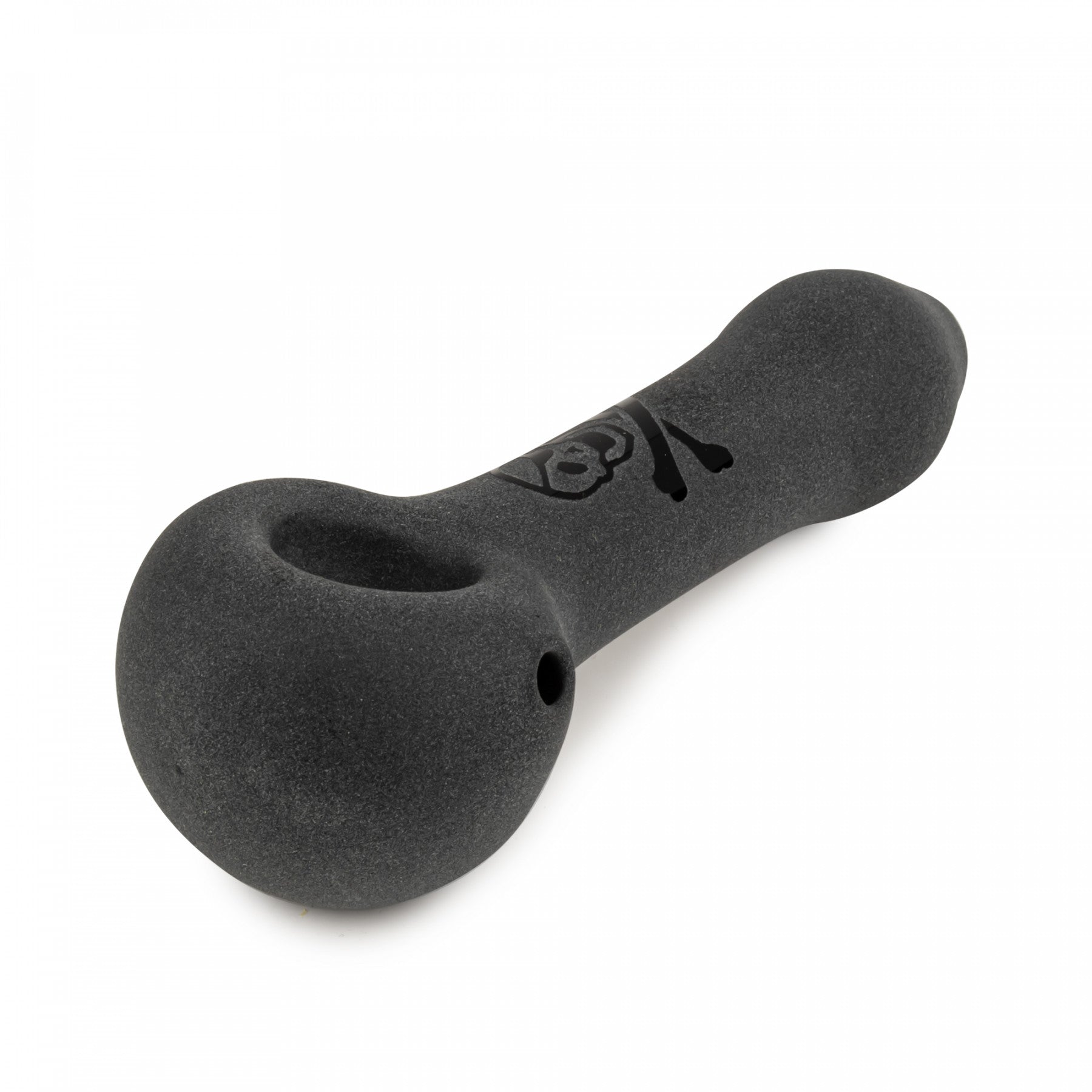 Red Eye Glass Frosted Skull-n-Bone Hand Pipe
