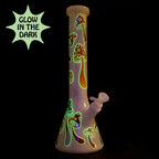 Pipe à eau RED EYE GLASS® 15" à base de bécher magique en forme de champignon phosphorescent
