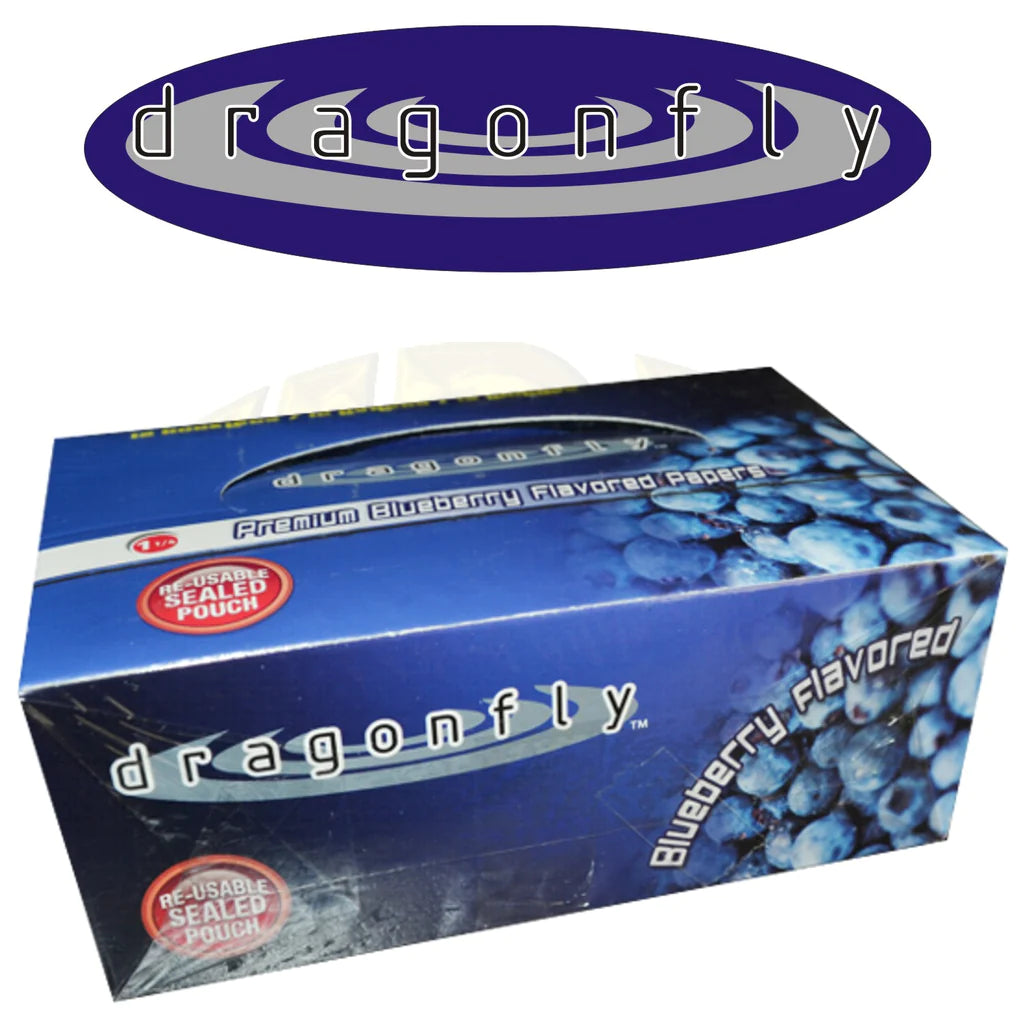 Papiers à rouler Dragonfly Premium saveur myrtille - Boîte complète 