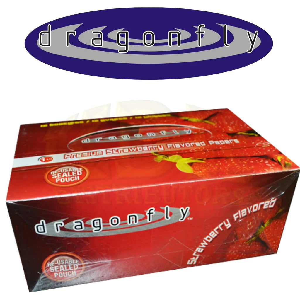 Papiers à rouler Dragonfly Premium saveur fraise - Boîte complète 