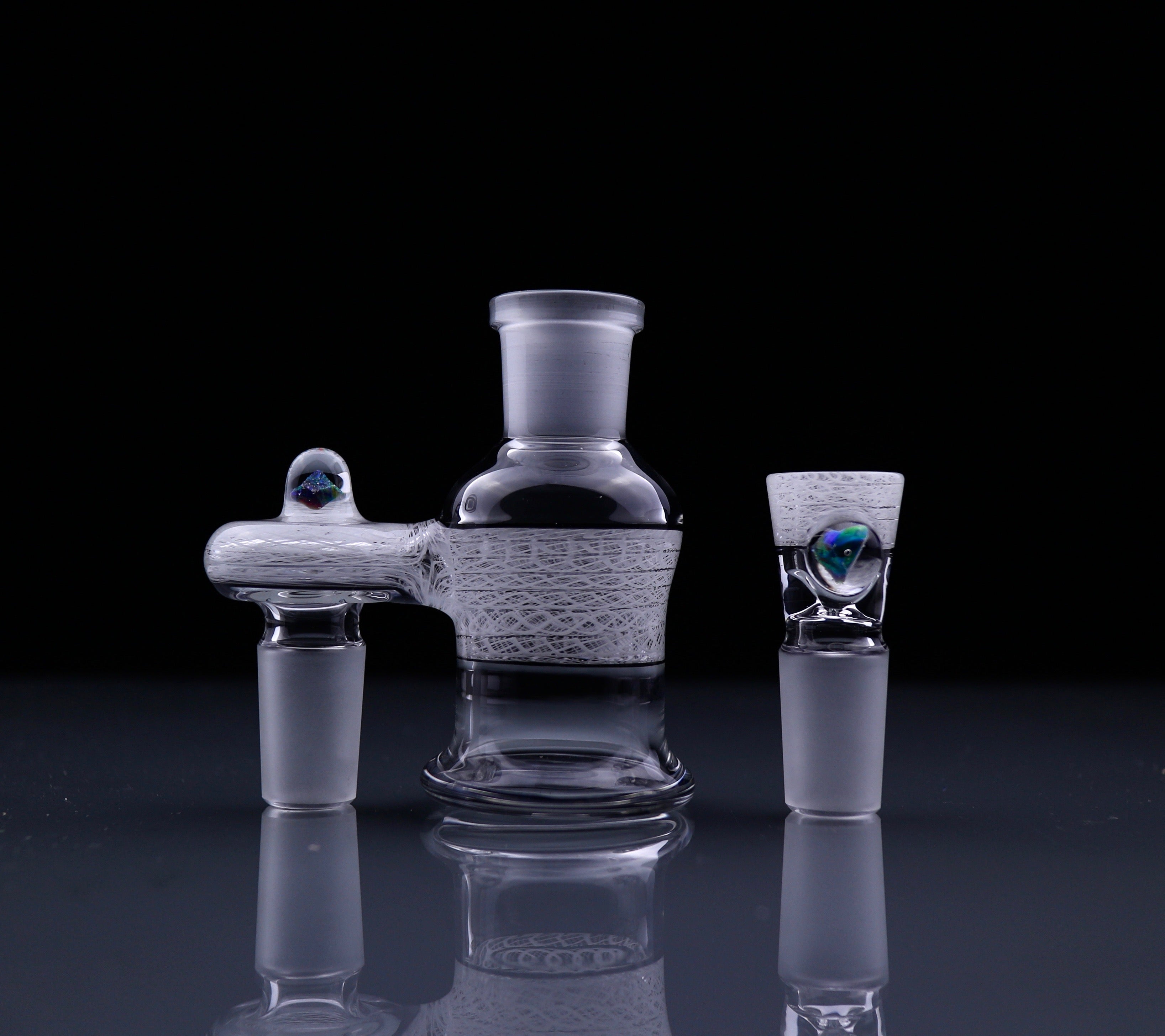 J-Honey Glassworks 18mm Latticino Ash Catcher Set