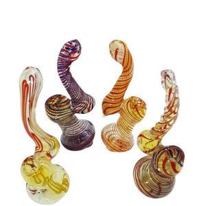 6" Glass Colored Stripes Bubbler