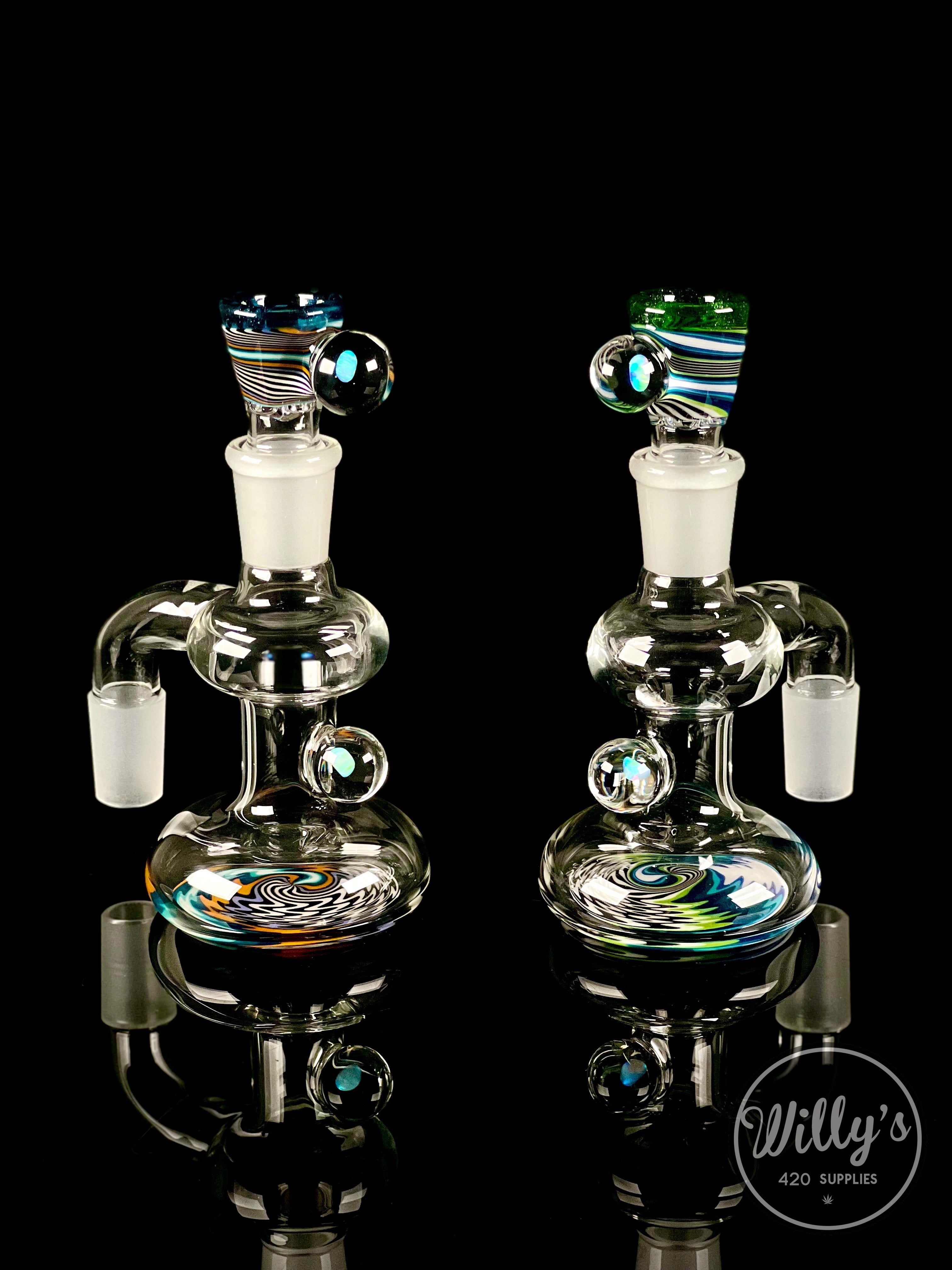 Green Belt Glass 18mm Wig Wag Ash Catcher Sets