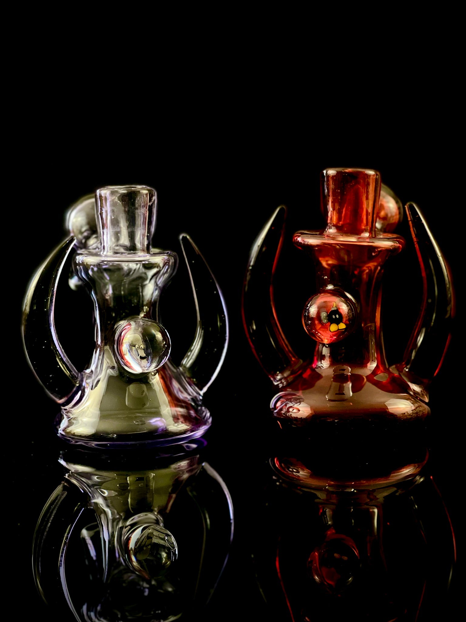 Récupérateur de cendres en verre coloré Green Belt avec cornes - 14 mm