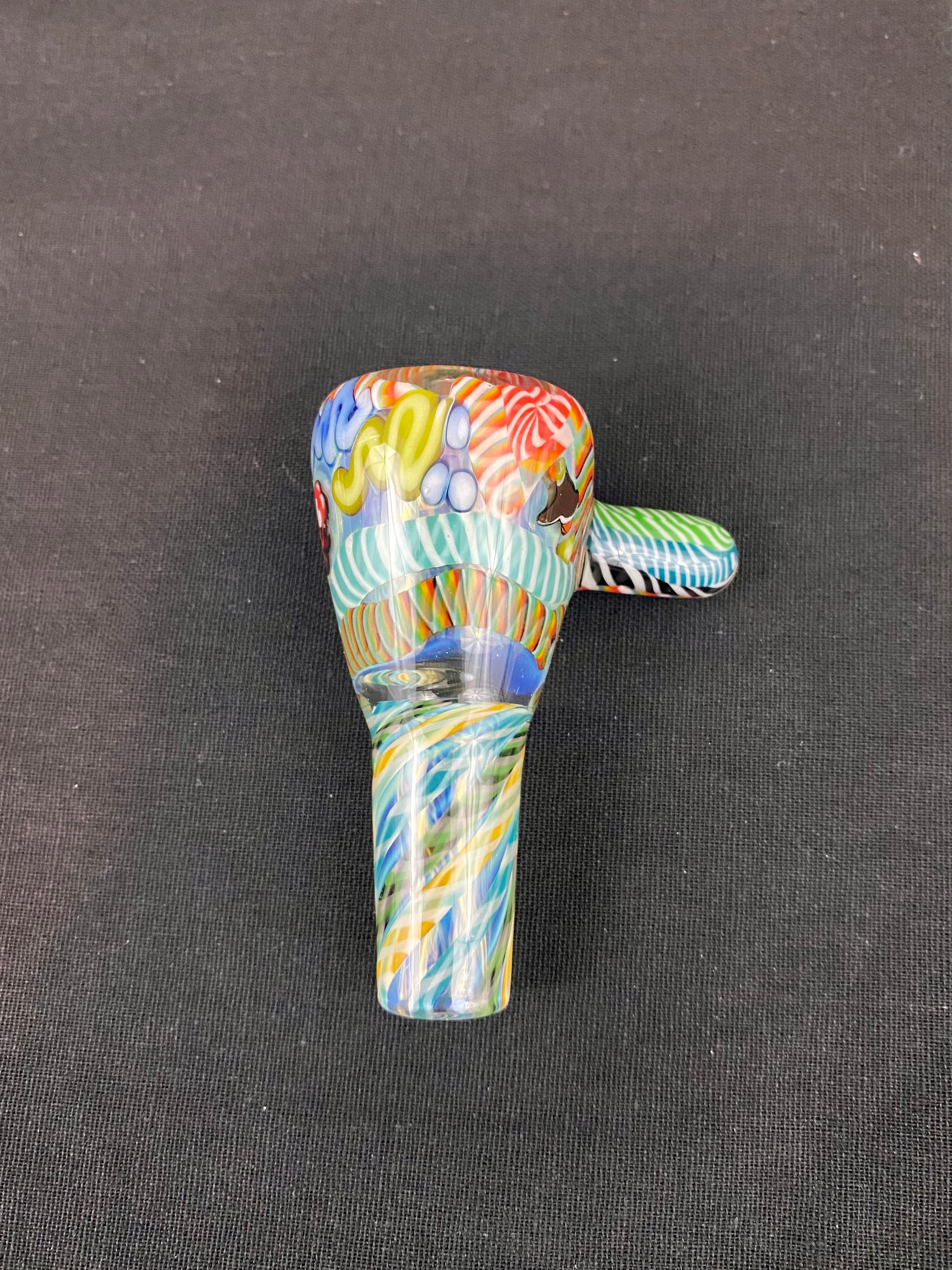 Bol à piston en verre effet pierre tombale 18 mm - Rolling Stones et poignée en canne
