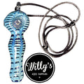 Red Eye Glass Pendant Hand Pipe W/Necklace
